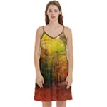 Forest Woods Autumn Nature Mini Camis Dress With Pockets