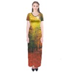 Forest Woods Autumn Nature Short Sleeve Maxi Dress