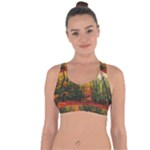 Forest Woods Autumn Nature Cross String Back Sports Bra