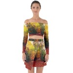 Forest Woods Autumn Nature Off Shoulder Top with Skirt Set