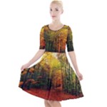 Forest Woods Autumn Nature Quarter Sleeve A-Line Dress