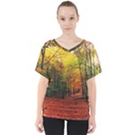 Forest Woods Autumn Nature V-Neck Dolman Drape Top