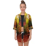 Forest Woods Autumn Nature Open Front Chiffon Kimono