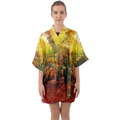 Half Sleeve Satin Kimono  