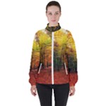 Forest Woods Autumn Nature Women s High Neck Windbreaker