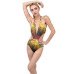 Forest Woods Autumn Nature Plunging Cut Out Swimsuit