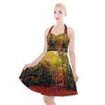 Forest Woods Autumn Nature Halter Party Swing Dress 