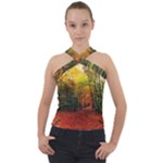 Forest Woods Autumn Nature Cross Neck Velour Top