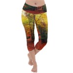 Forest Woods Autumn Nature Lightweight Velour Capri Yoga Leggings