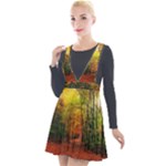 Forest Woods Autumn Nature Plunge Pinafore Velour Dress