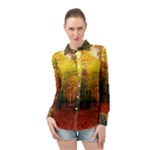 Forest Woods Autumn Nature Long Sleeve Chiffon Shirt