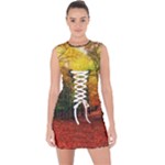 Forest Woods Autumn Nature Lace Up Front Bodycon Dress