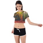 Forest Woods Autumn Nature Tie Back Short Sleeve Crop T-Shirt