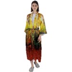 Forest Woods Autumn Nature Maxi Satin Kimono