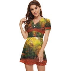 V-Neck High Waist Chiffon Mini Dress 