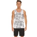 Blackboard Algorithms Black and White Pattern Men s Wide Collar Tank Top