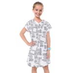 Blackboard Algorithms Black and White Pattern Kids  Drop Waist Dress