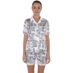 Blackboard Algorithms Black and White Pattern Satin Short Sleeve Pajamas Set