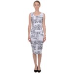 Blackboard Algorithms Black and White Pattern Sleeveless Pencil Dress