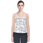 Blackboard Algorithms Black and White Pattern Velvet Spaghetti Strap Top