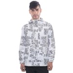 Blackboard Algorithms Black and White Pattern Men s Front Pocket Pullover Windbreaker