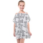 Blackboard Algorithms Black and White Pattern Kids  One Piece Chiffon Dress