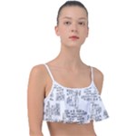 Blackboard Algorithms Black and White Pattern Frill Bikini Top