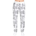 Blackboard Algorithms Black and White Pattern Women Velvet Drawstring Pants