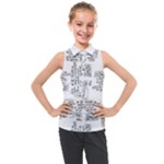 Blackboard Algorithms Black and White Pattern Kids  Sleeveless Polo T-Shirt