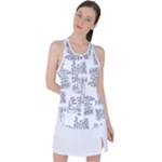 Blackboard Algorithms Black and White Pattern Racer Back Mesh Tank Top