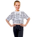 Blackboard Algorithms Black and White Pattern Kids Mock Neck T-Shirt