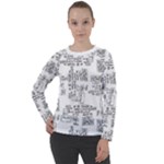 Blackboard Algorithms Black and White Pattern Women s Long Sleeve Raglan T-Shirt