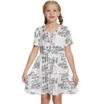 Blackboard Algorithms Black and White Pattern Kids  Short Sleeve Tiered Mini Dress