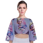 Christmas elf Tie Back Butterfly Sleeve Chiffon Top