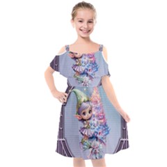 Kids  Cut Out Shoulders Chiffon Dress 