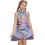 Christmas elf Kids  Halter Collar Waist Tie Chiffon Dress