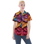 Autumn Women s Short Sleeve Pocket Shirt