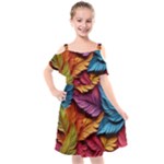 Autumn Kids  Cut Out Shoulders Chiffon Dress