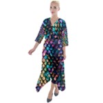 Rainbow Scales Quarter Sleeve Wrap Front Maxi Dress