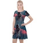 Astronaut Moon Space Nasa Planet Cap Sleeve Velour Dress 