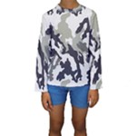 Camo Army Black White Kids  Long Sleeve Swimwear