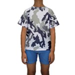 Camo Army Black White Kids  Short Sleeve Swimwear