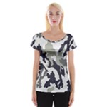 Camo Army Black White Cap Sleeve Top