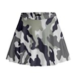 Camo Army Black White Mini Flare Skirt