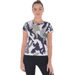 Camo Army Black White Short Sleeve Sports Top 