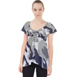 Camo Army Black White Lace Front Dolly Top