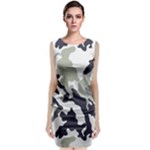 Camo Army Black White Sleeveless Velvet Midi Dress