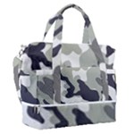 Camo Army Black White Sports Shoulder Bag with Shoes Compartment