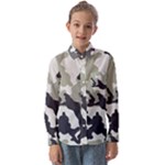 Camo Army Black White Kids  Long Sleeve Shirt