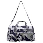 Camo Army Black White Sports Gym Duffle Bag with Shoe Compartment